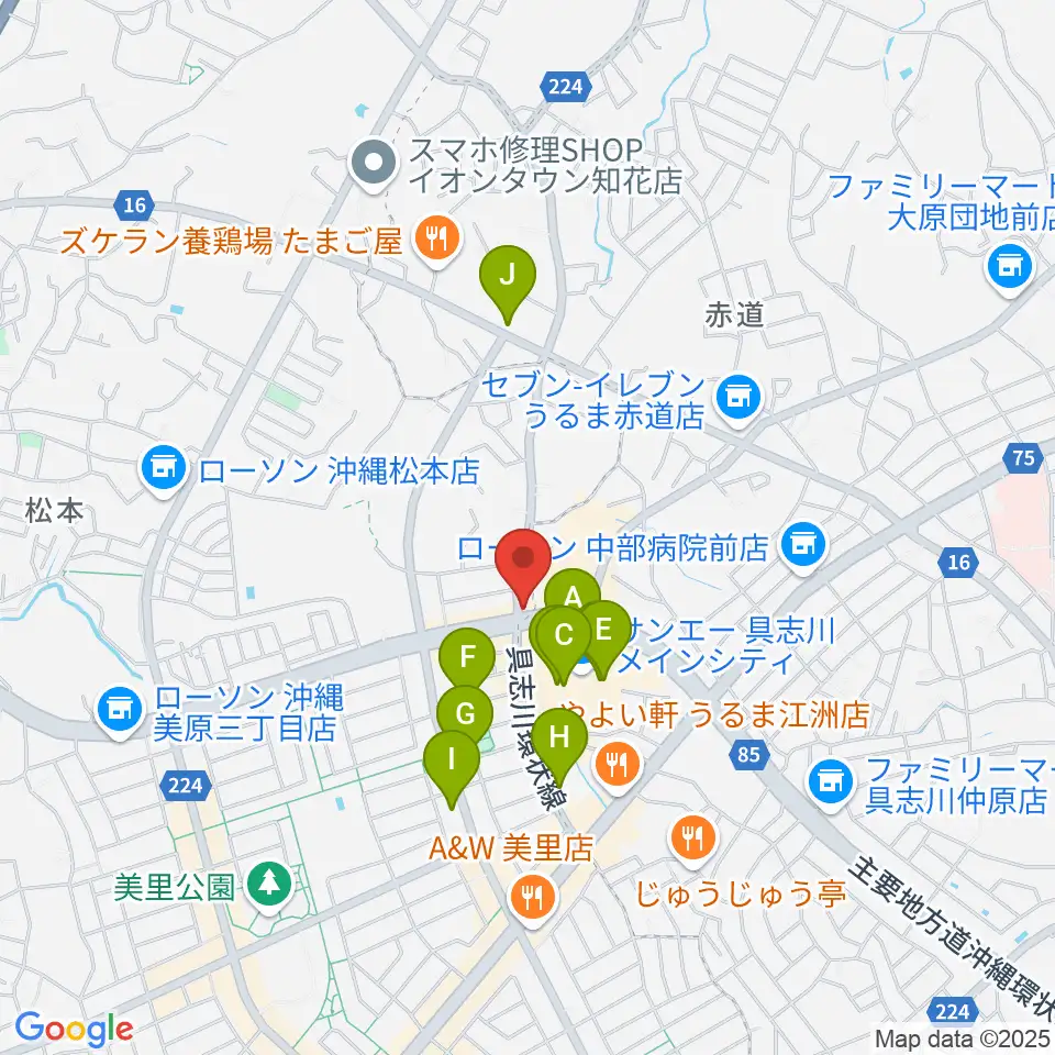 音楽教室ヒラソル周辺のカフェ一覧地図