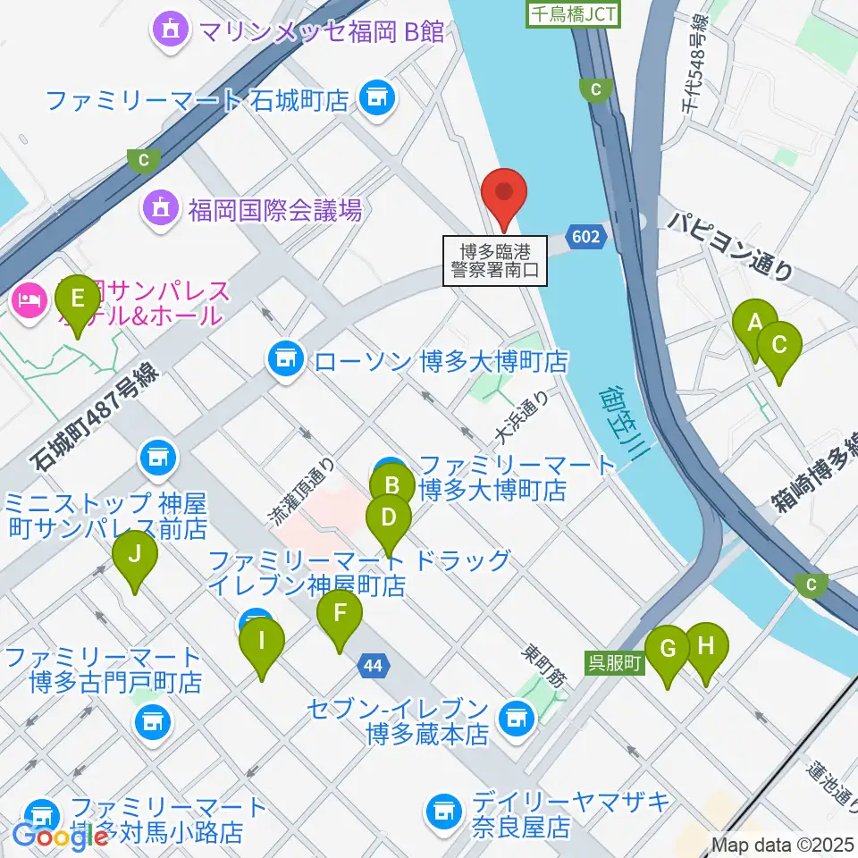 福岡スクールオブミュージック&ダンス専門学校周辺のカフェ一覧地図