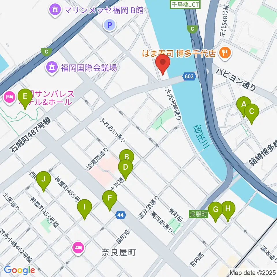 福岡スクールオブミュージック&ダンス専門学校周辺のカフェ一覧地図