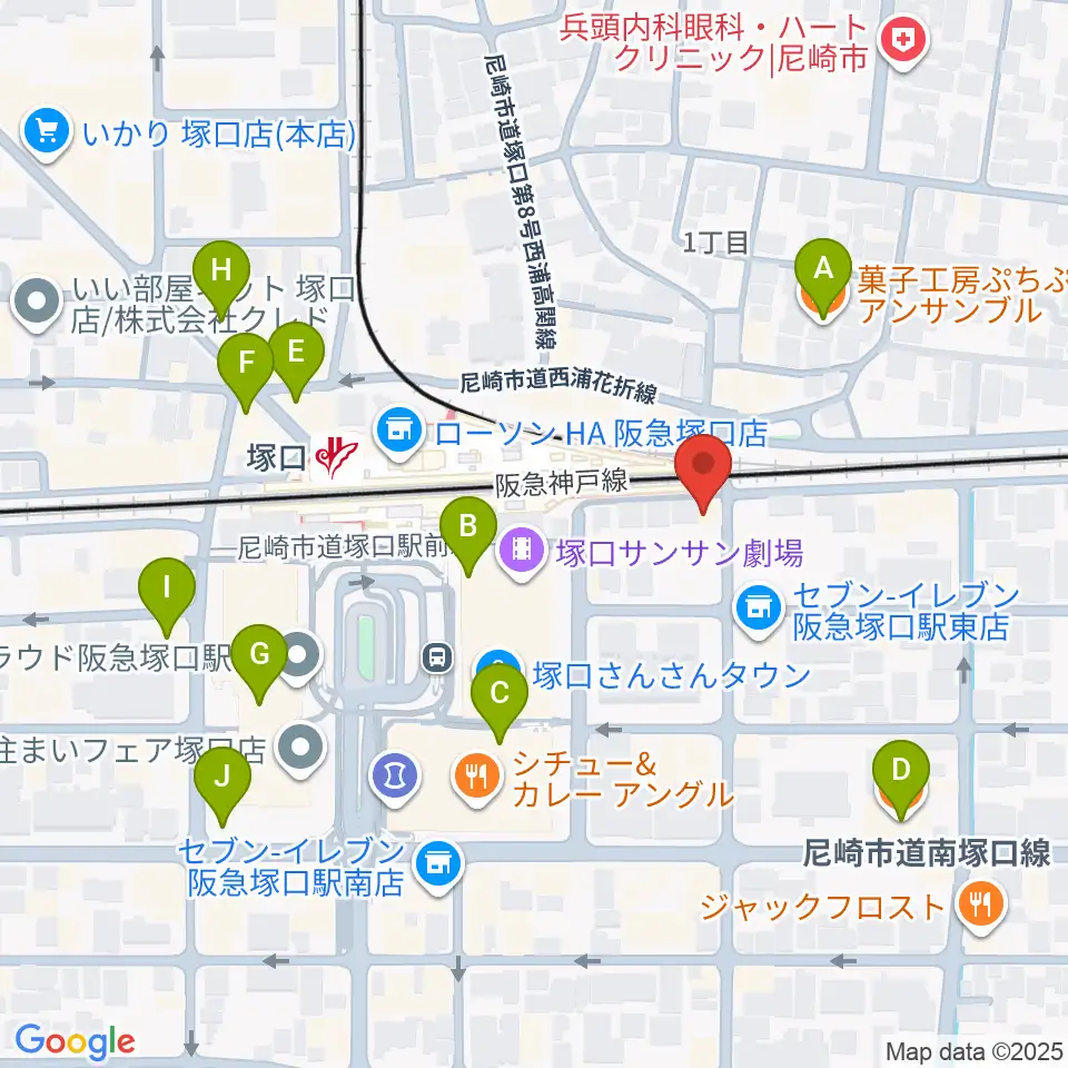 Shineヴォーカル教室周辺のカフェ一覧地図
