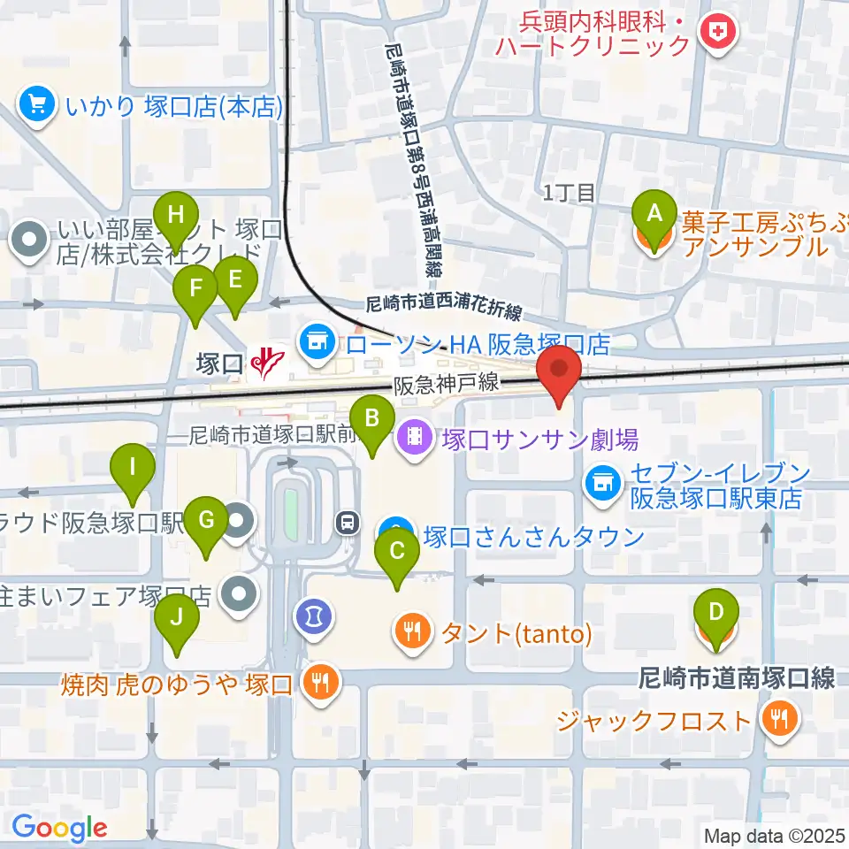 Shineヴォーカル教室周辺のカフェ一覧地図