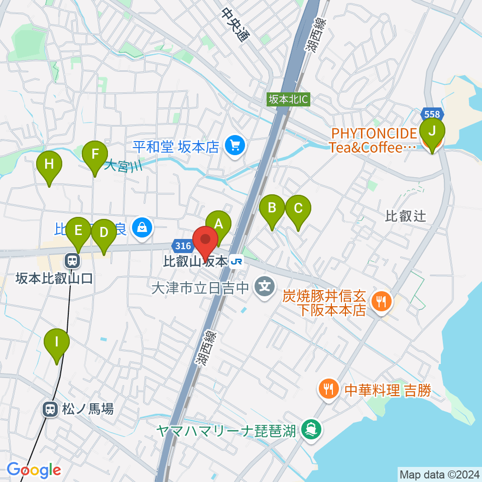 スタジオピッコロ周辺のカフェ一覧地図