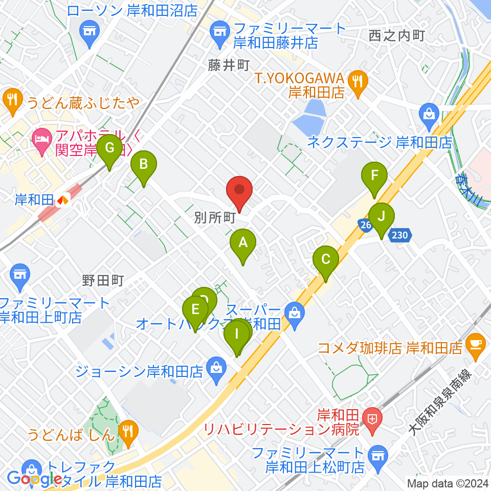 関西音楽院周辺のカフェ一覧地図