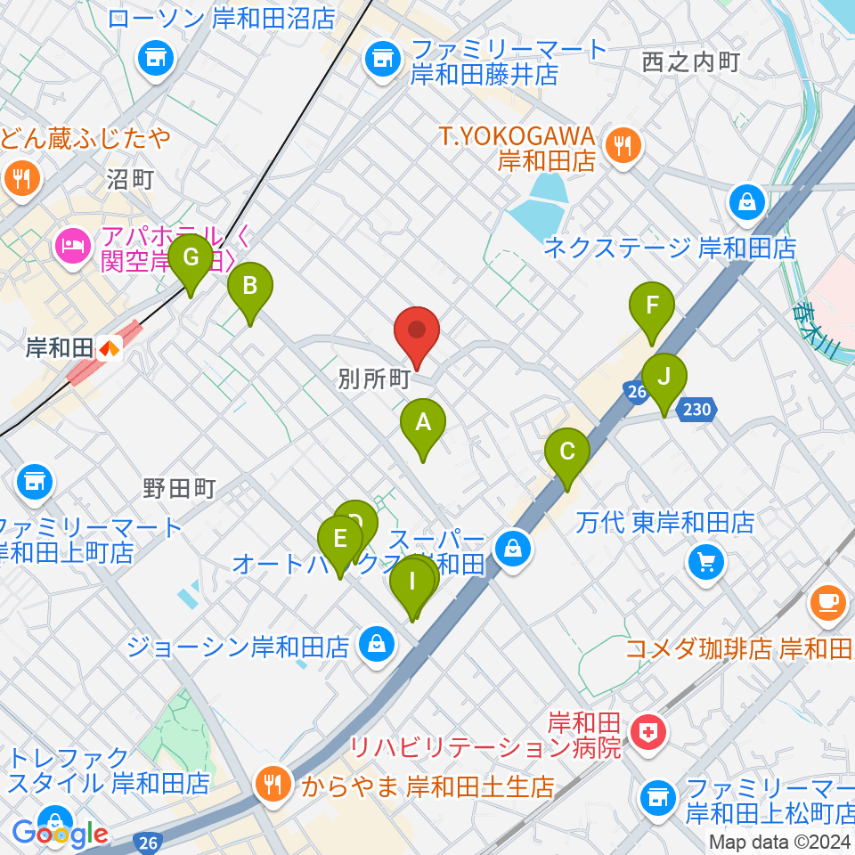 関西音楽院周辺のカフェ一覧地図