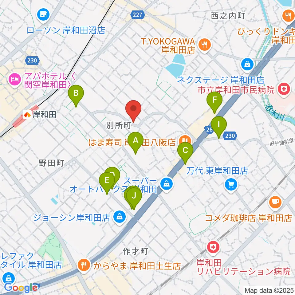 関西音楽院周辺のカフェ一覧地図