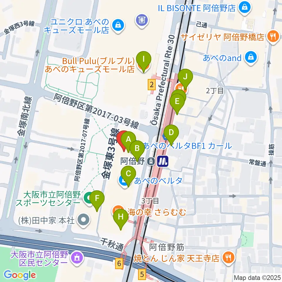 あべぷらんカルチャーわのわ周辺のカフェ一覧地図