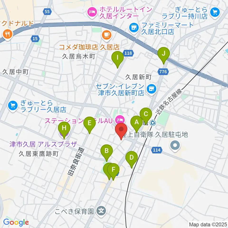 フミヤ楽器周辺のカフェ一覧地図