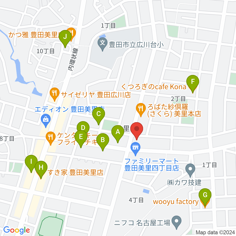 豊田ミュージックアカデミー周辺のカフェ一覧地図