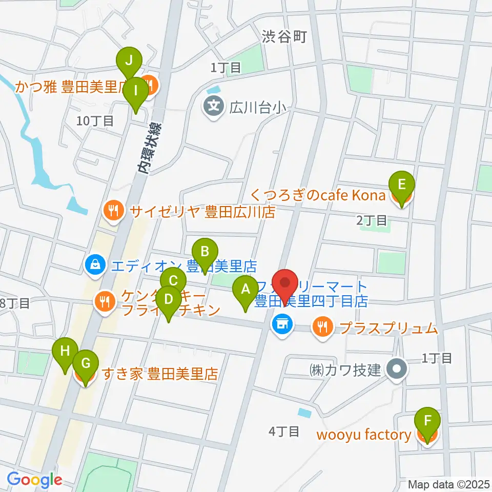 豊田ミュージックアカデミー周辺のカフェ一覧地図