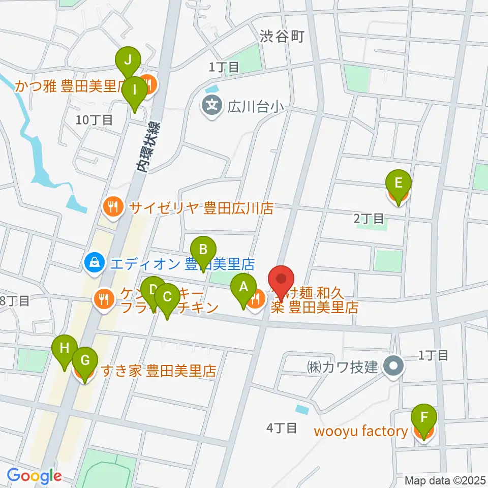 豊田ミュージックアカデミー周辺のカフェ一覧地図