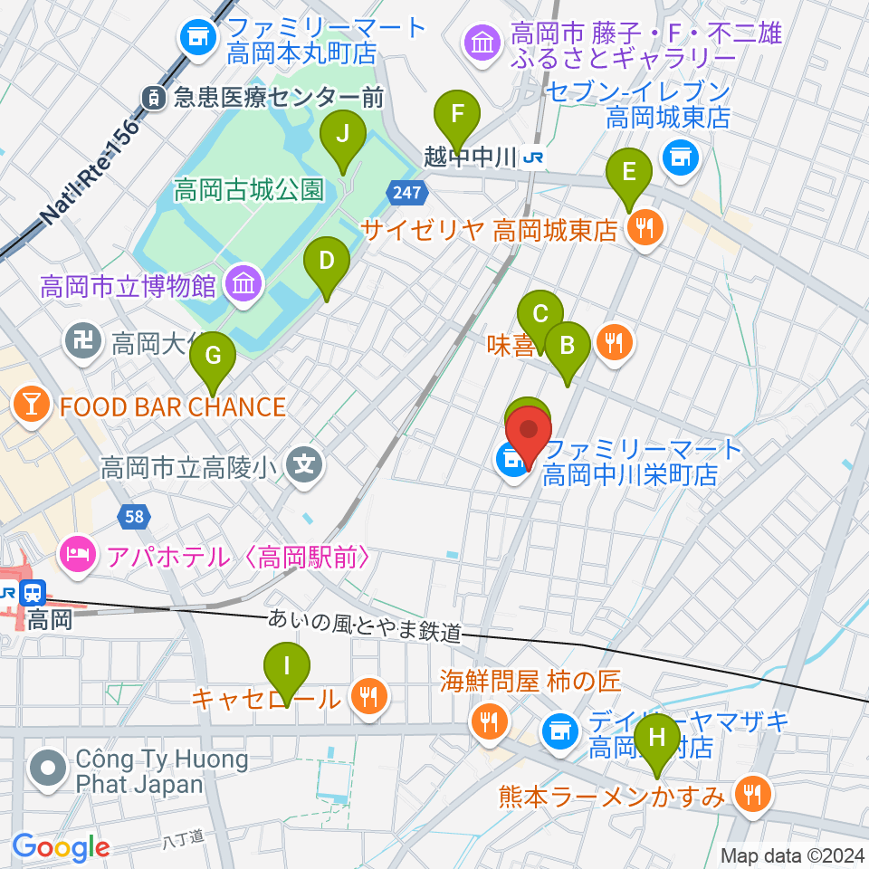 クリス音楽院周辺のカフェ一覧地図