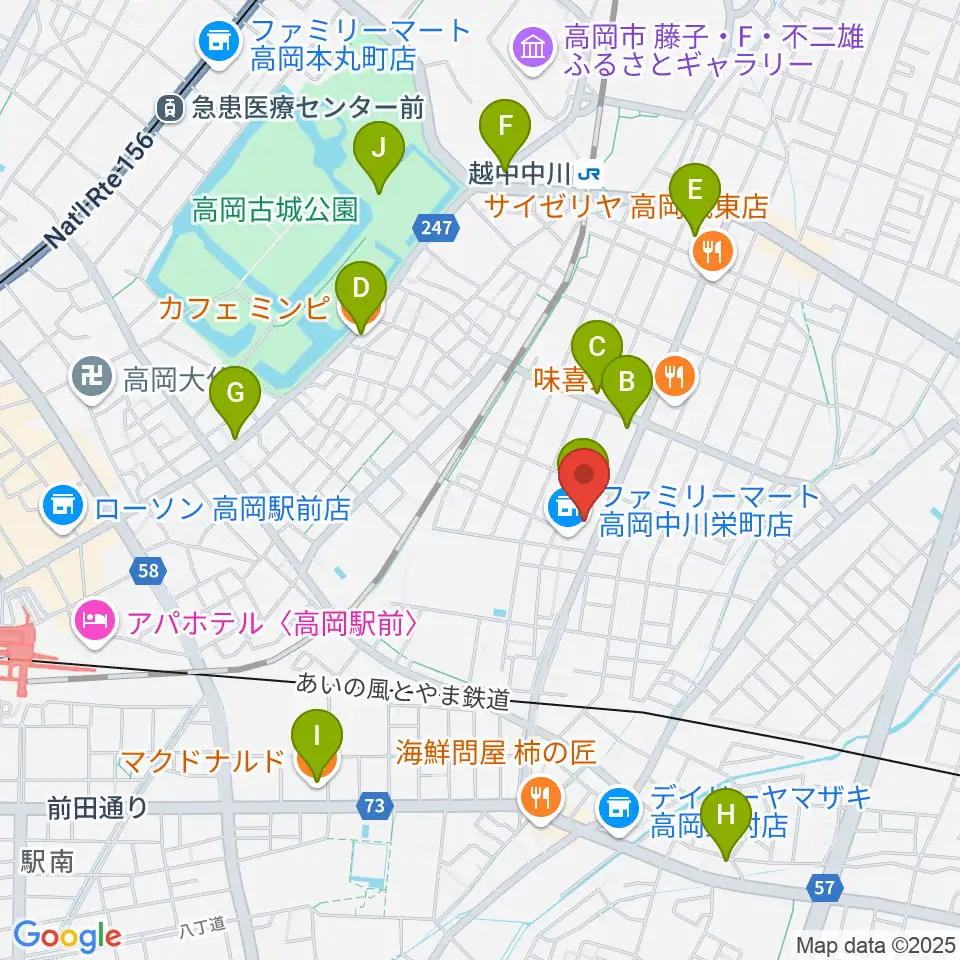 クリス音楽院周辺のカフェ一覧地図