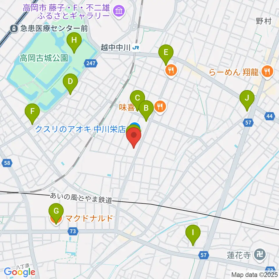 クリス音楽院周辺のカフェ一覧地図