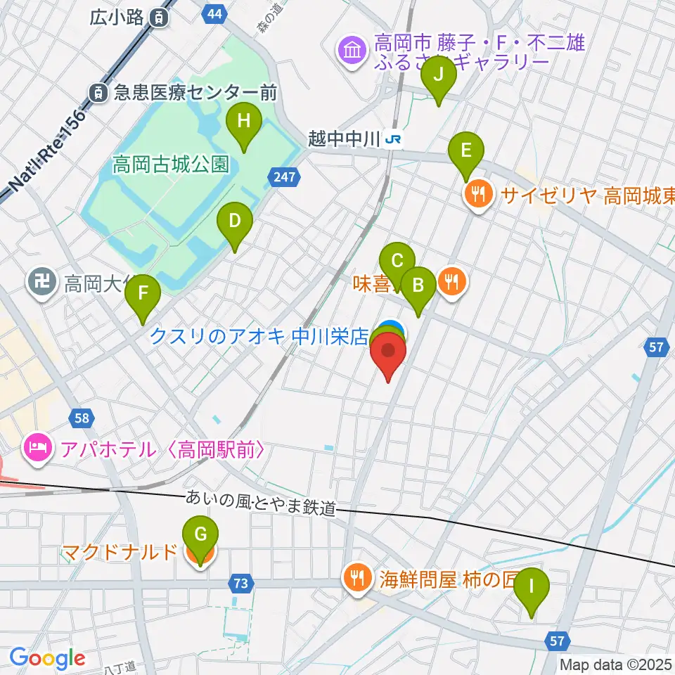 クリス音楽院周辺のカフェ一覧地図