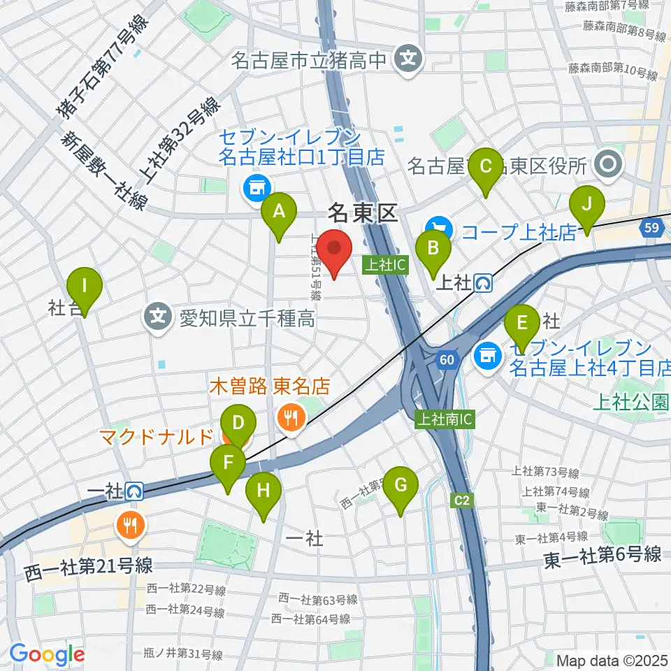 キューミュージックラボ周辺のカフェ一覧地図