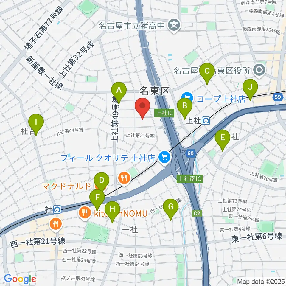 キューミュージックラボ周辺のカフェ一覧地図