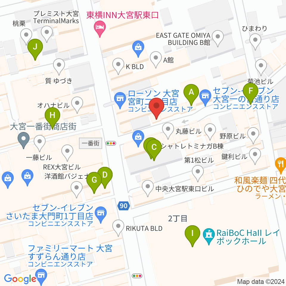 小島ギタースクール周辺のカフェ一覧地図