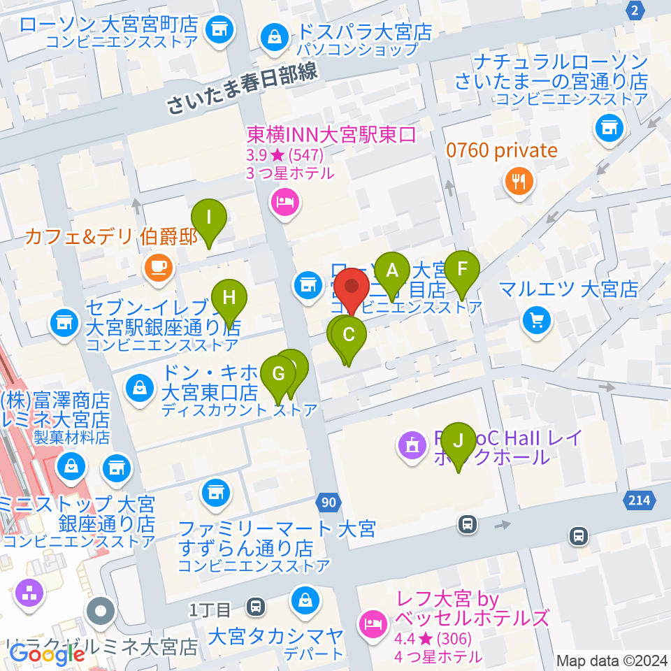 小島ギタースクール周辺のカフェ一覧地図