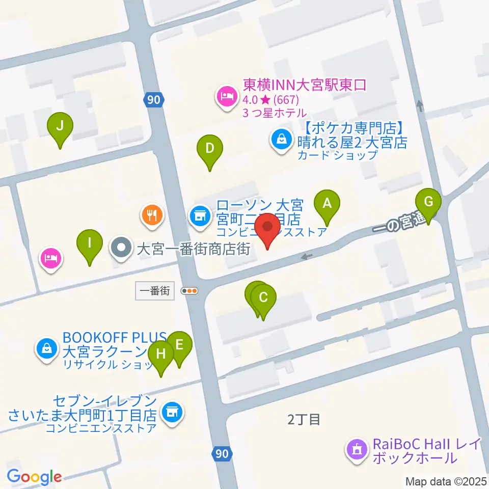 小島ギタースクール周辺のカフェ一覧地図