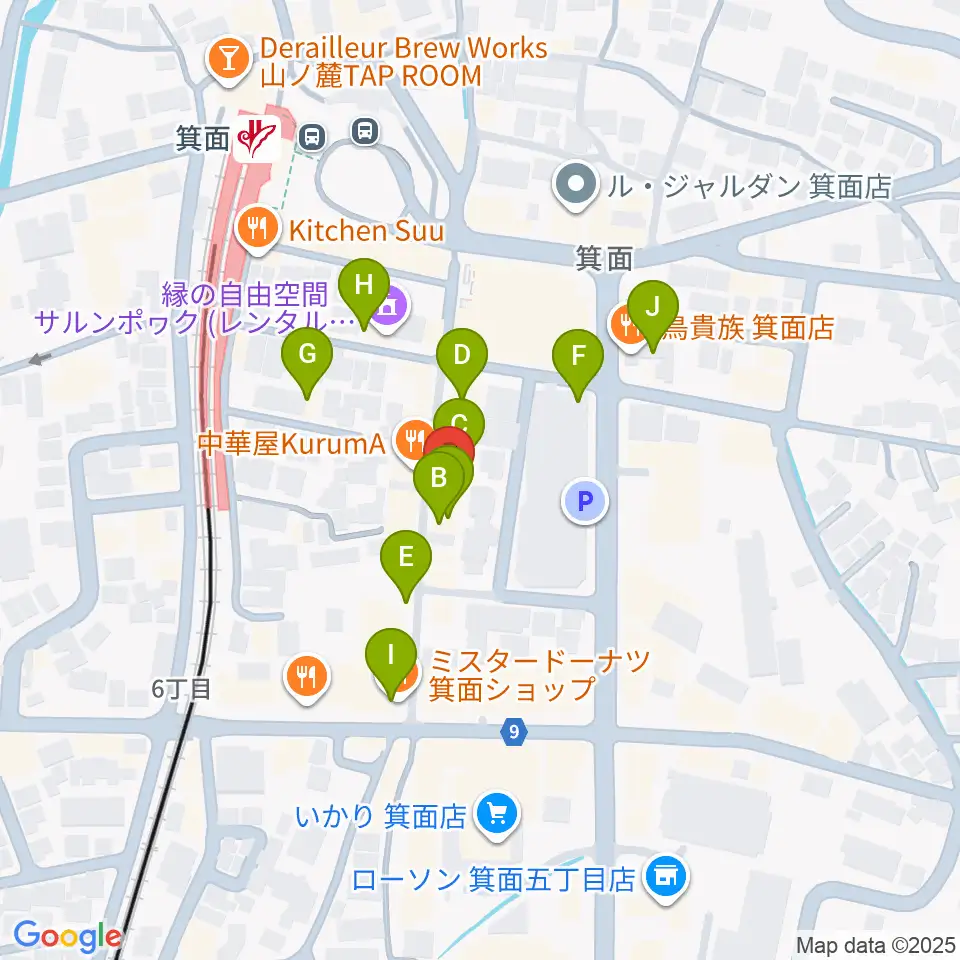 ミュージックドリーム音楽教室周辺のカフェ一覧地図