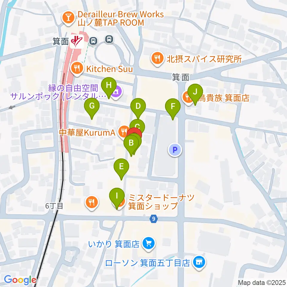 ミュージックドリーム音楽教室周辺のカフェ一覧地図