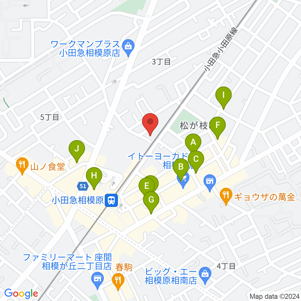 エンゼルミュージック周辺のカフェ一覧地図