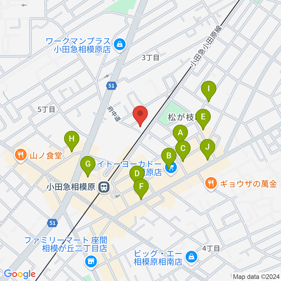 エンゼルミュージック周辺のカフェ一覧地図