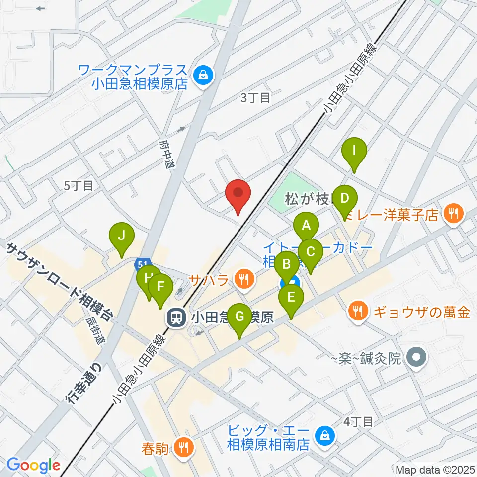 エンゼルミュージック周辺のカフェ一覧地図