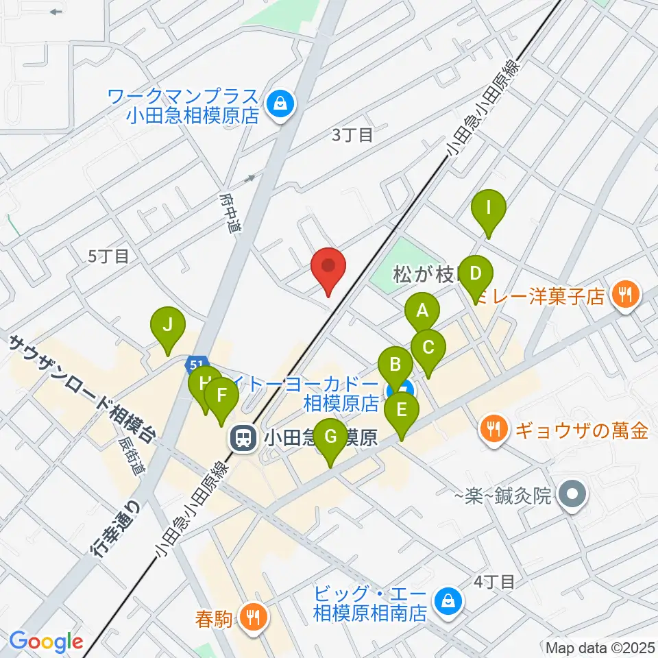 エンゼルミュージック周辺のカフェ一覧地図