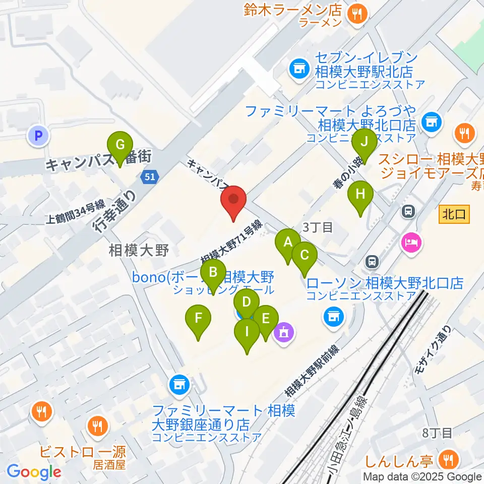 ミュージックスクール・スタジオグルーヴ周辺のカフェ一覧地図