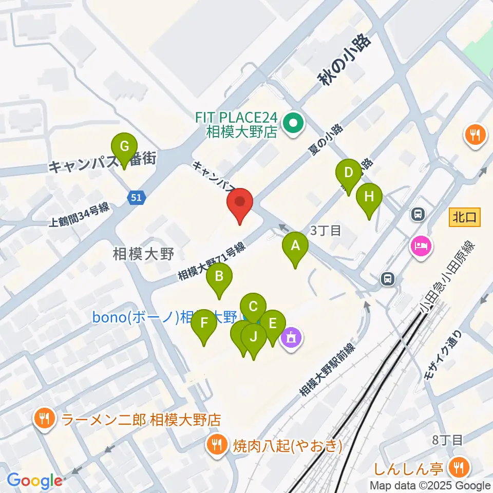 ミュージックスクール・スタジオグルーヴ周辺のカフェ一覧地図