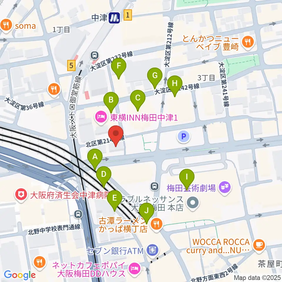 ESPエンタテインメント大阪周辺のカフェ一覧地図
