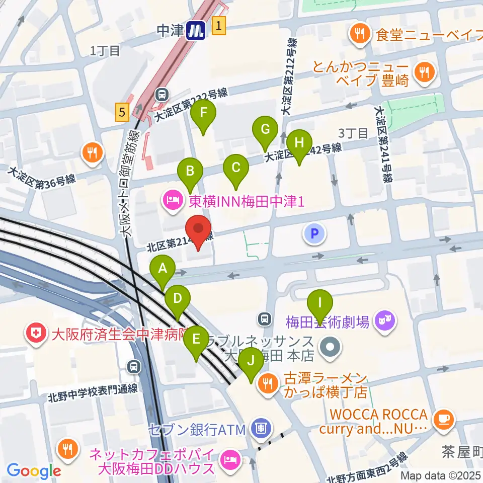 ESPエンタテインメント大阪周辺のカフェ一覧地図