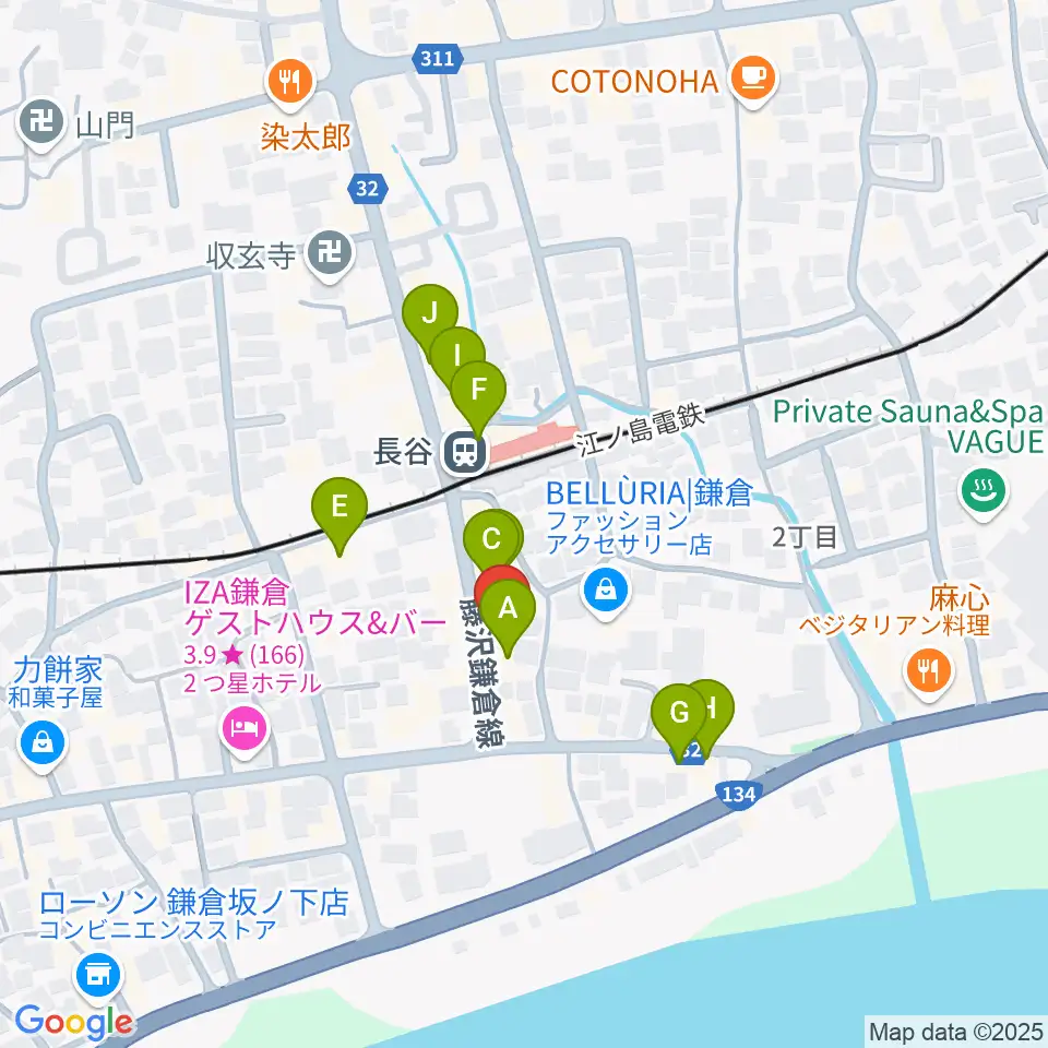 ミュージックスクール・ガウリ周辺のカフェ一覧地図