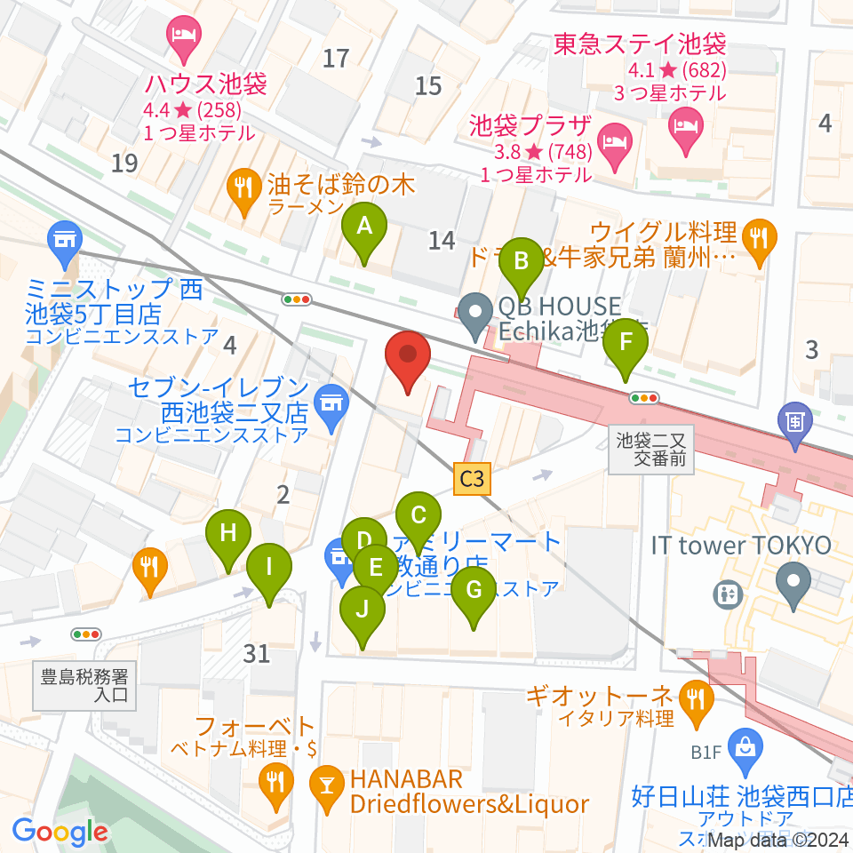 ジャパンO・N・Oミュージックアカデミー周辺のカフェ一覧地図