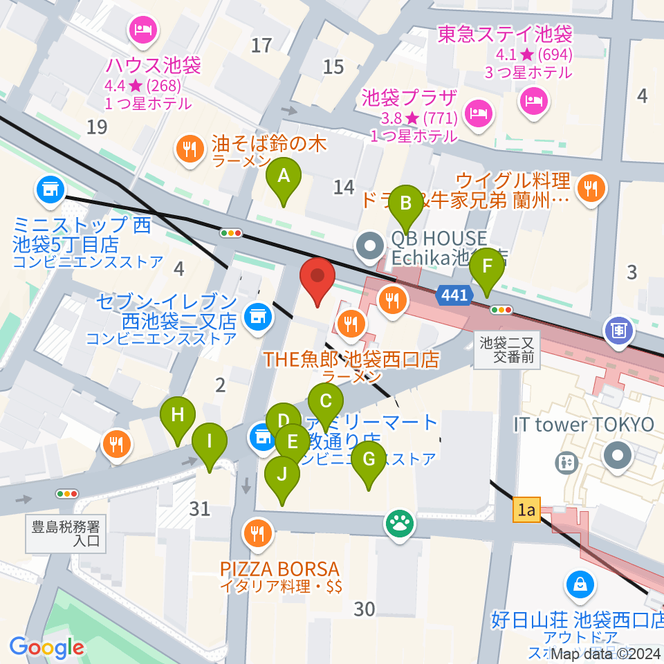 ジャパンO・N・Oミュージックアカデミー周辺のカフェ一覧地図