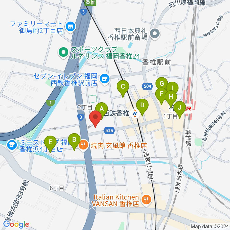 ＵＳボーカル教室 福岡東校周辺のカフェ一覧地図