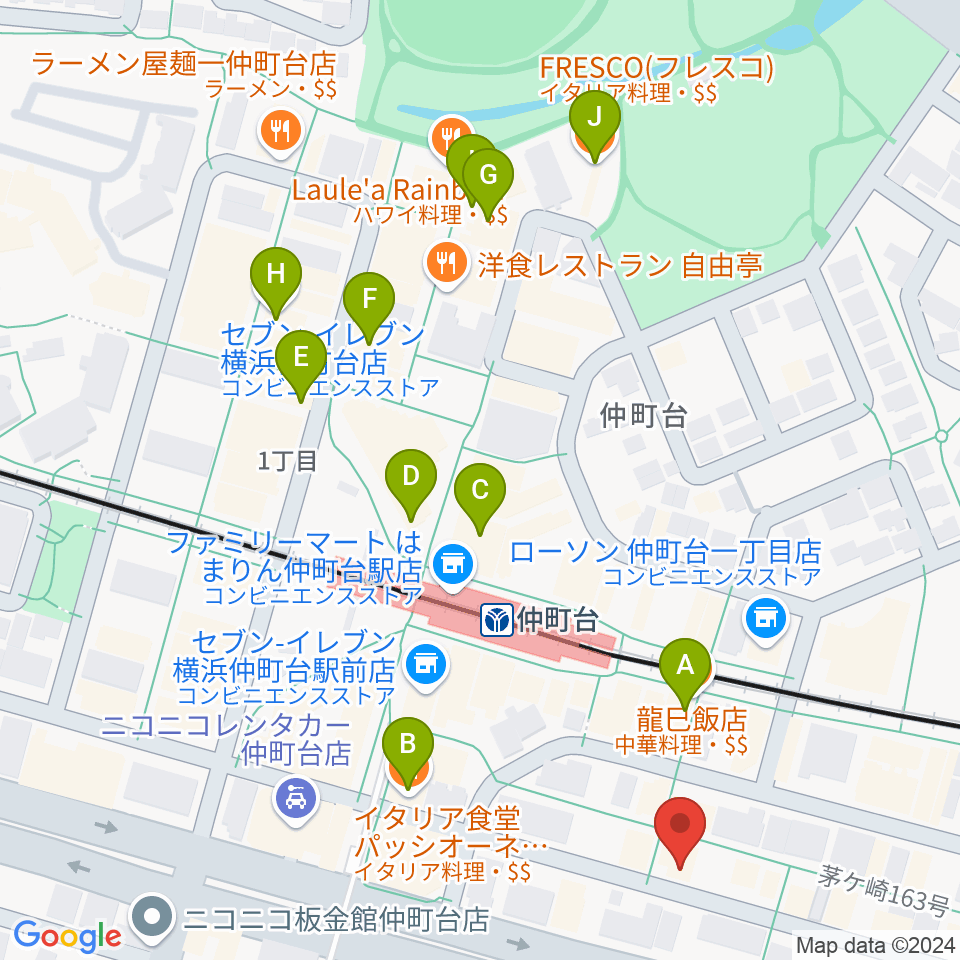 エルフラット音楽教室周辺のカフェ一覧地図