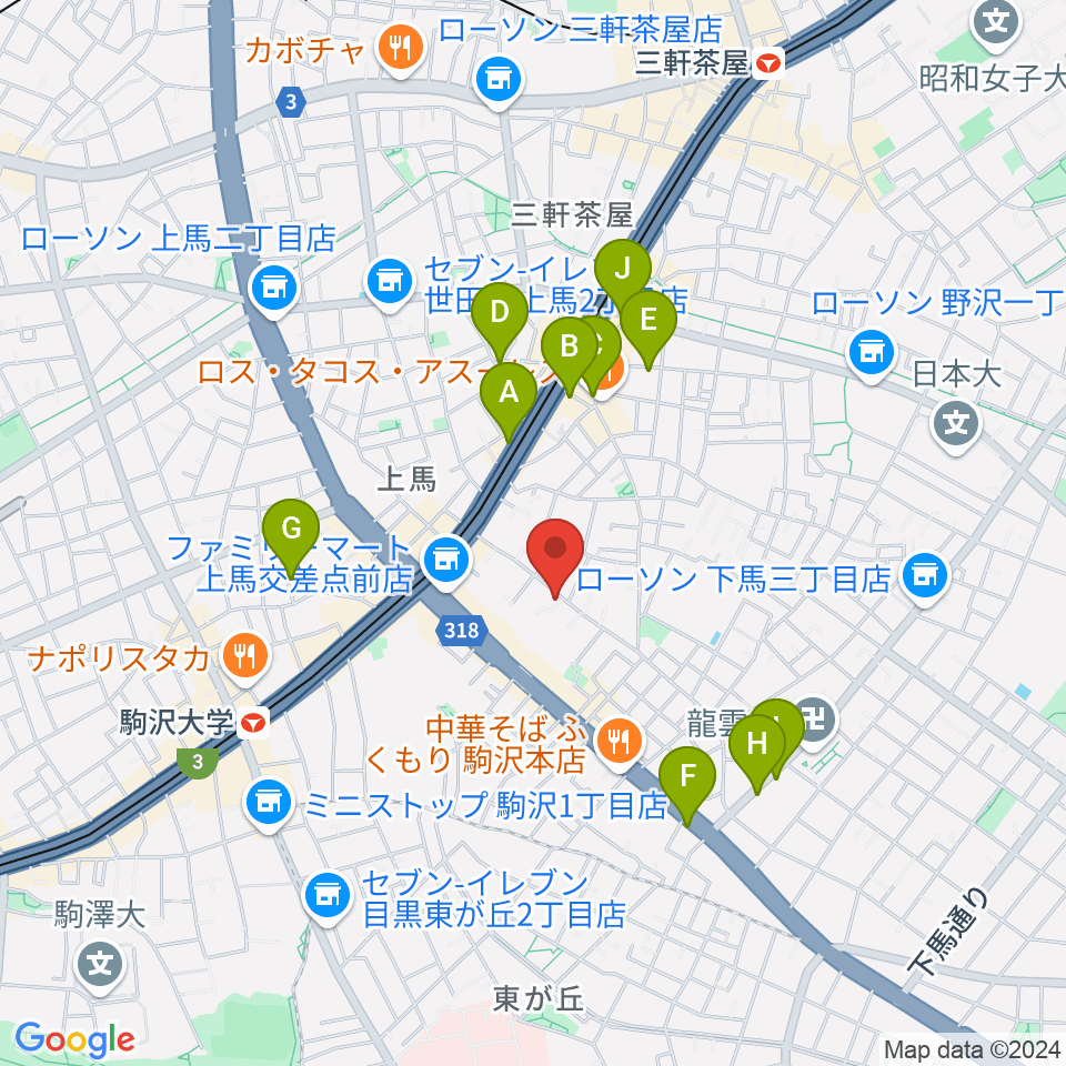 ワンヴォイスミュージックスクール周辺のカフェ一覧地図