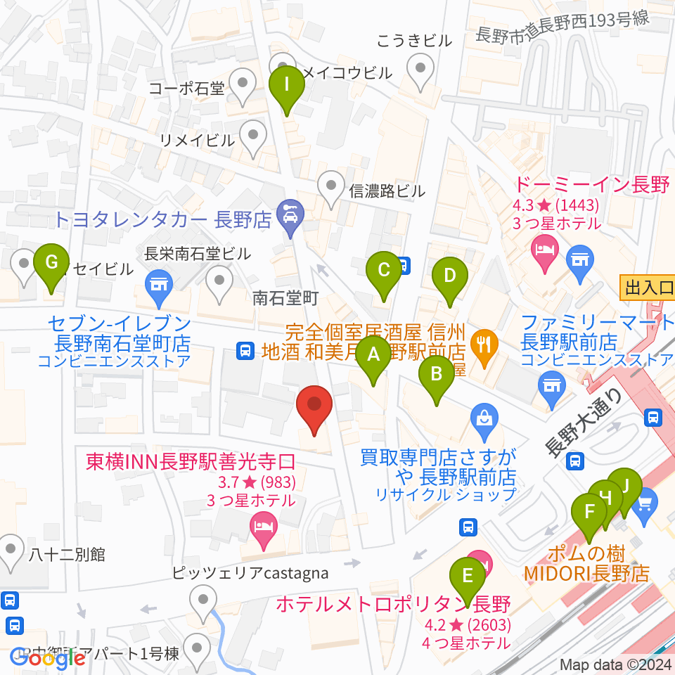 ヒオキ楽器周辺のカフェ一覧地図