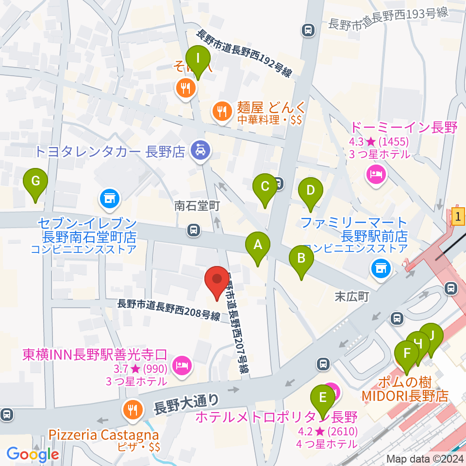 ヒオキ楽器周辺のカフェ一覧地図