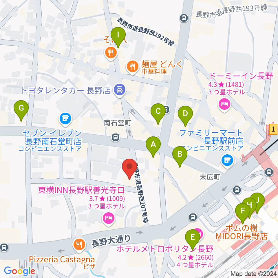 ヒオキ楽器周辺のカフェ一覧地図