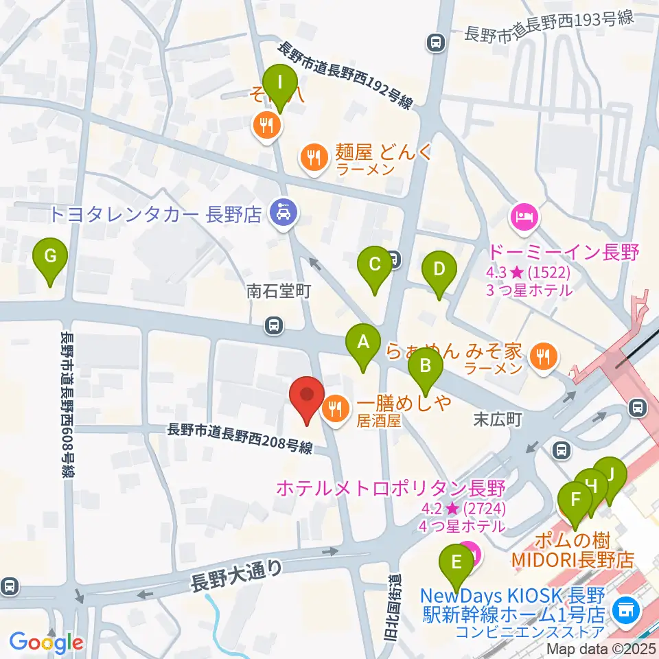 ヒオキ楽器周辺のカフェ一覧地図