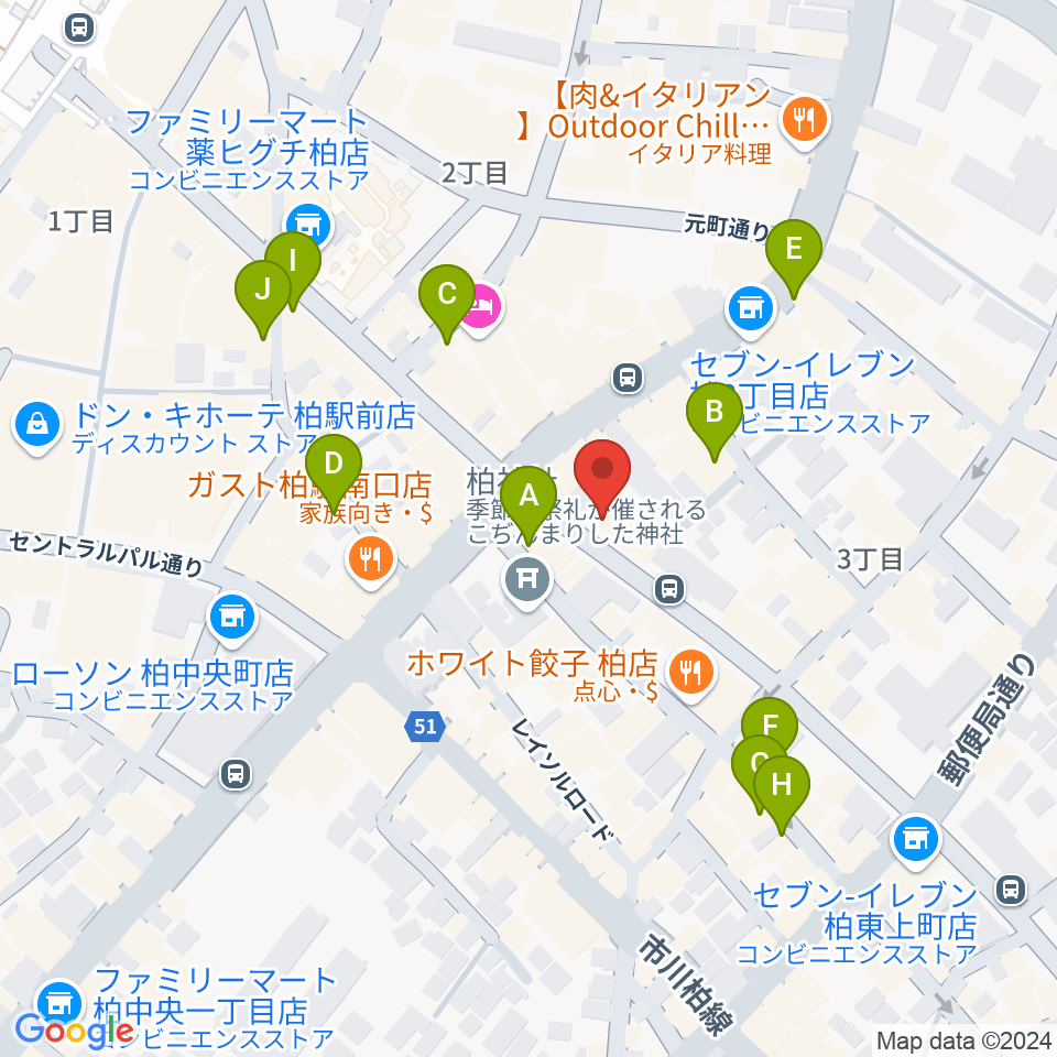 ベルカント音楽学院周辺のカフェ一覧地図