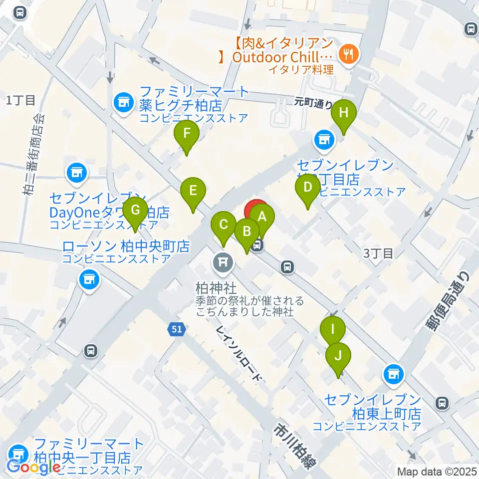 ベルカント音楽学院周辺のカフェ一覧地図
