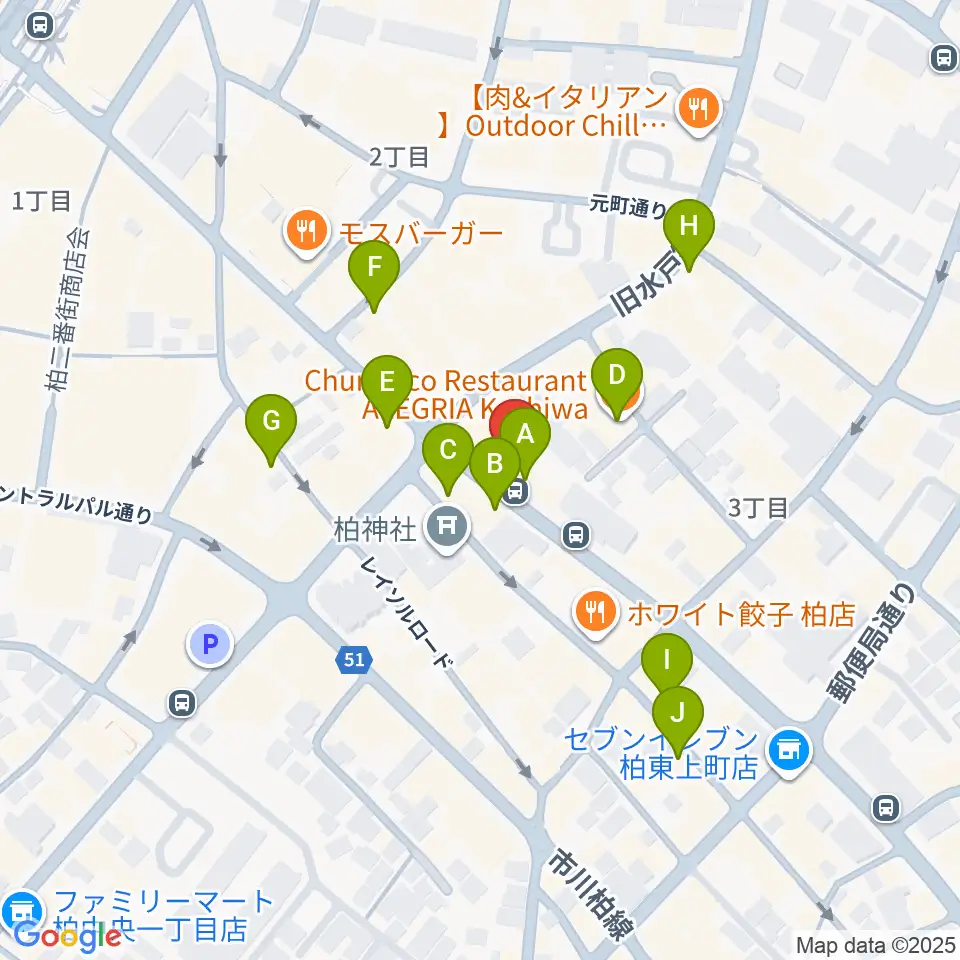 ベルカント音楽学院周辺のカフェ一覧地図