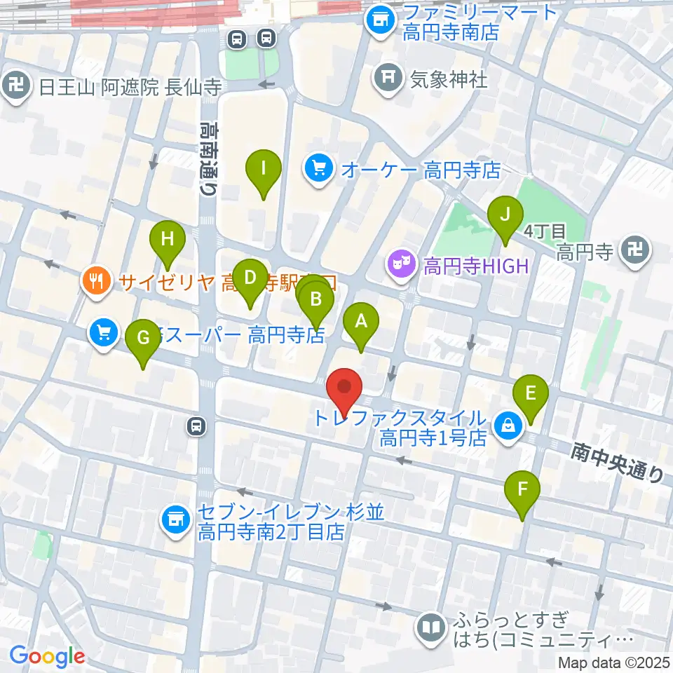 東音楽器 高円寺センター周辺のカフェ一覧地図