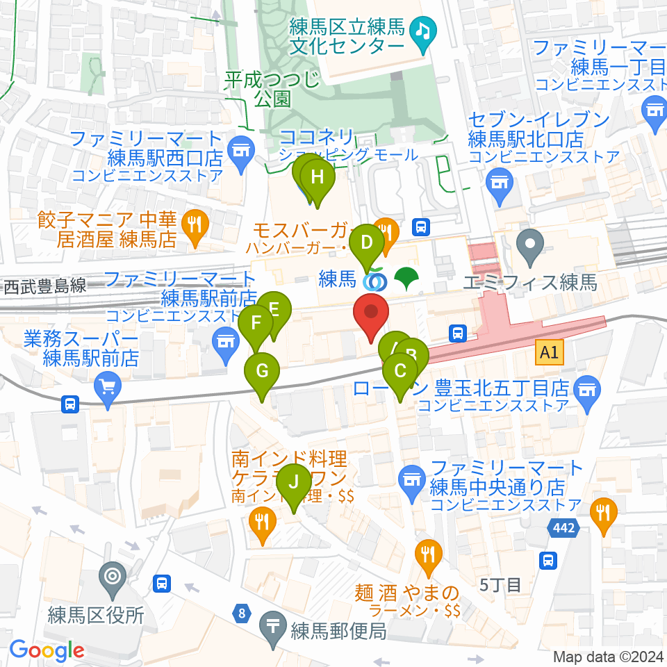 東音楽器 練馬センター周辺のカフェ一覧地図