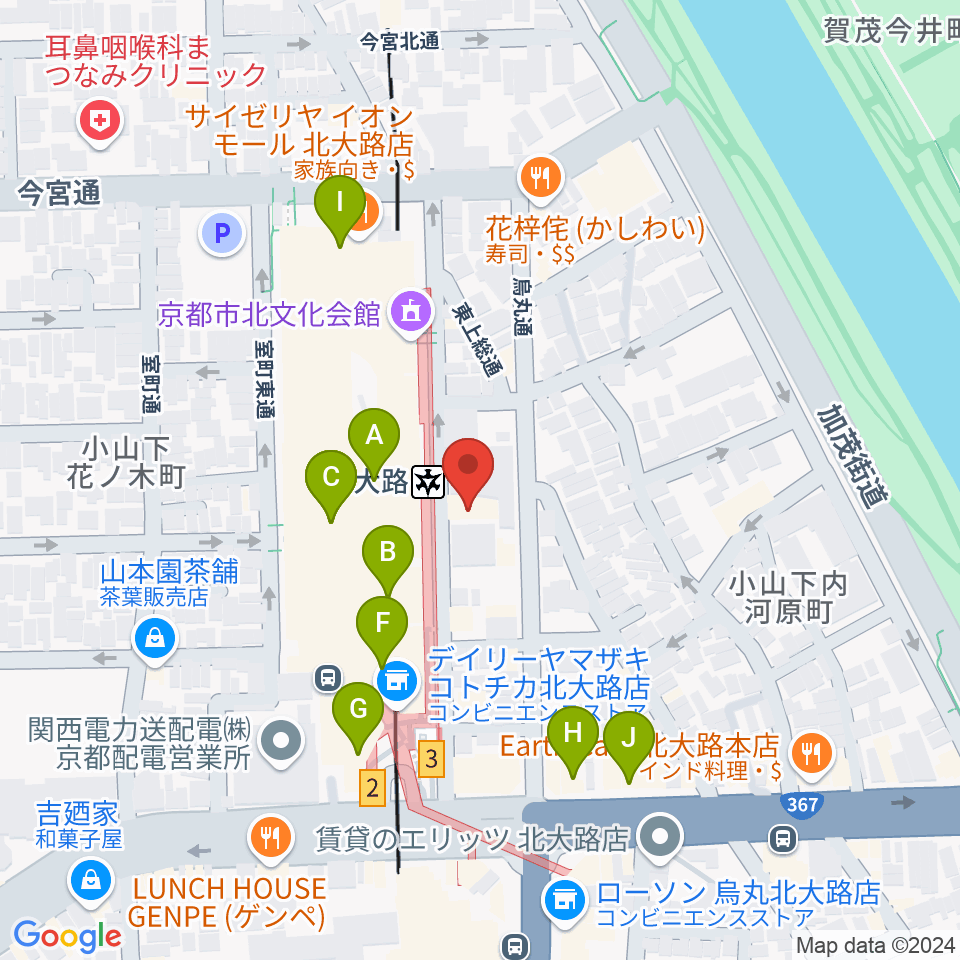 ミュージックラボ音楽教室周辺のカフェ一覧地図