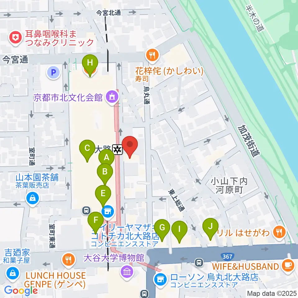ミュージックラボ音楽教室周辺のカフェ一覧地図